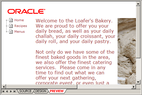 Preview of layout page