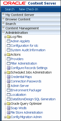 This graphics shows the Administration tray.