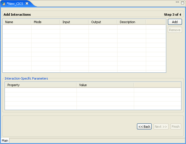 The Add Interaction screen with one interaction defined