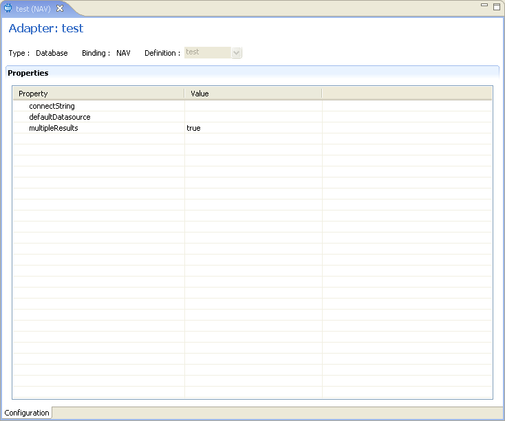 The Database adapter properties.