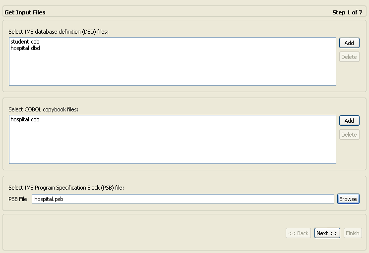 The image shows the Get Input Files screen