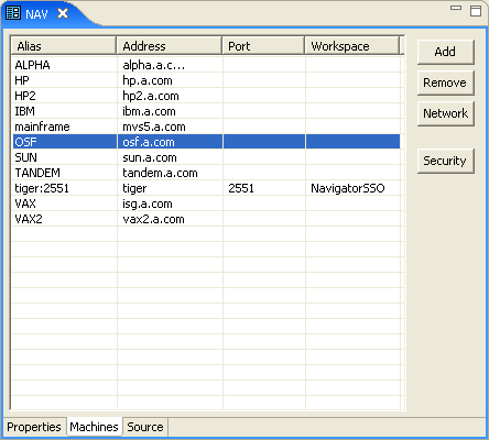The image shows the Machines tab in the binding editor.