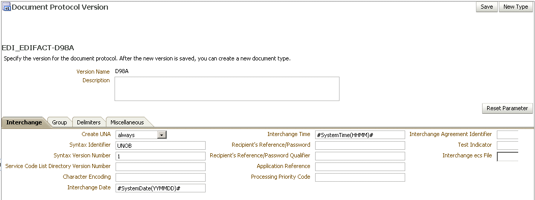 Document version parameters