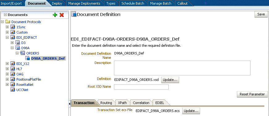 Importing guideline files in Oracle B2B