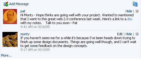 Message Board - Quick View task flow