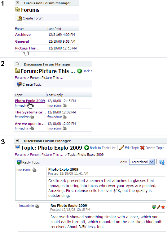 Accessing topic replies