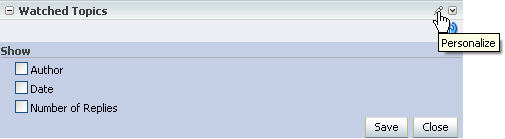 Show panel in a Watched Topics task flow