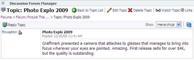 New discussion forum topic