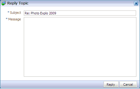 Reply Topic dialog box
