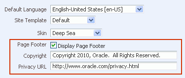 Customizing the Copyright and Privacy URL