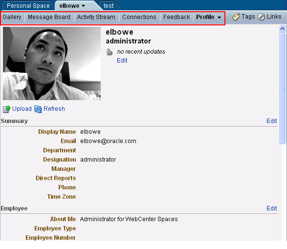 A personal profile gallery