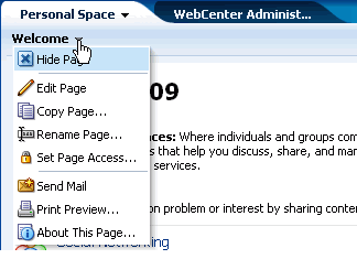 Page Actions menu
