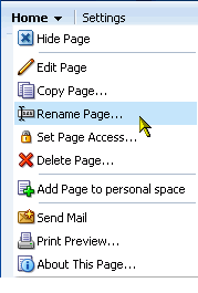 Rename Page option on a page actions menu