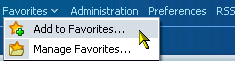 Favorites drop-down menu