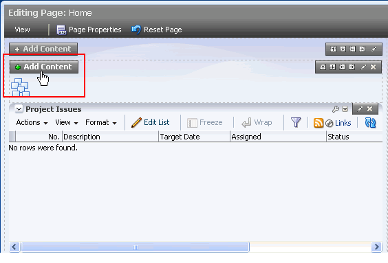 Add Content button on a layout region