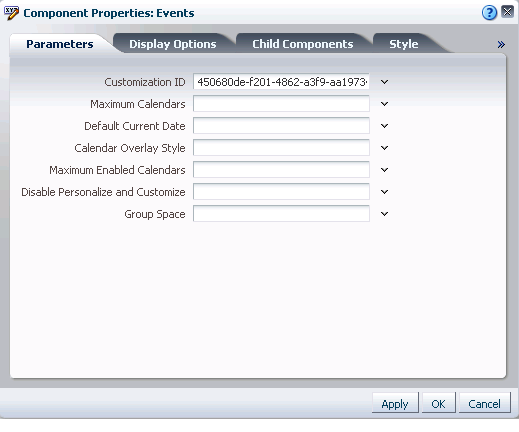 Component Properties dialog