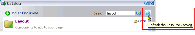 Refresh icon on the Catalog