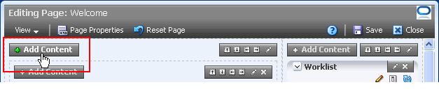 Add Content button in Oracle Composer