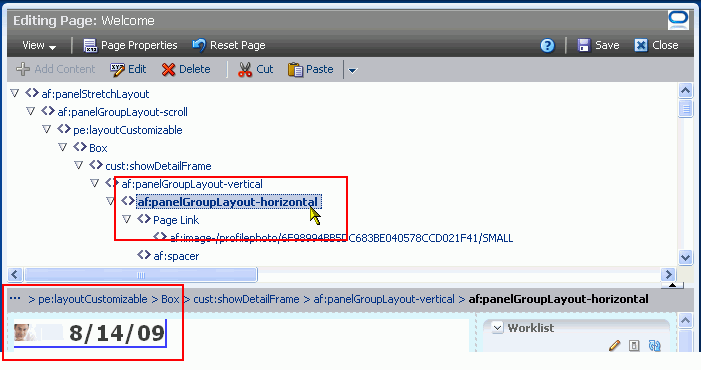 Selecting a component in the hierarchy