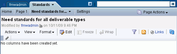 List displayed as top-level tab