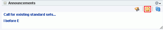 RSS icon in an Announcements Task Flow