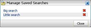 Manage Saved Searches dialog