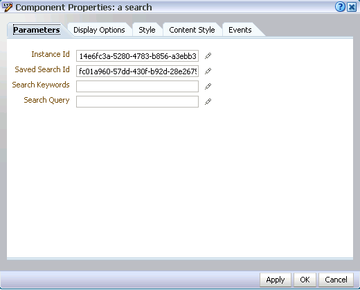 Component Properties dialog