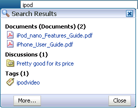 Search Results window