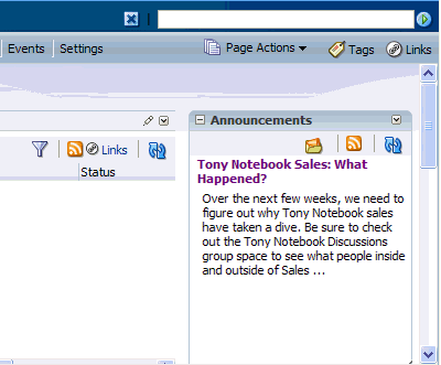 Announcment published on the Home page