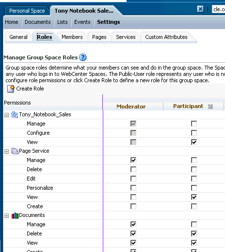 Group space Participant role
