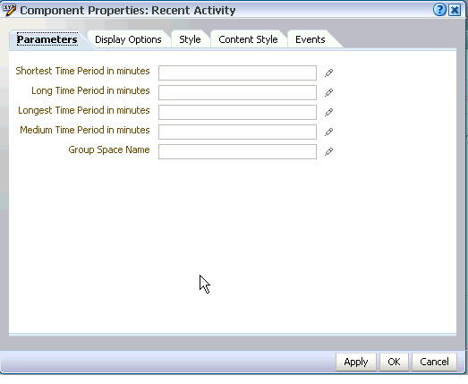 Displaying properties for the Recent Activities task flow