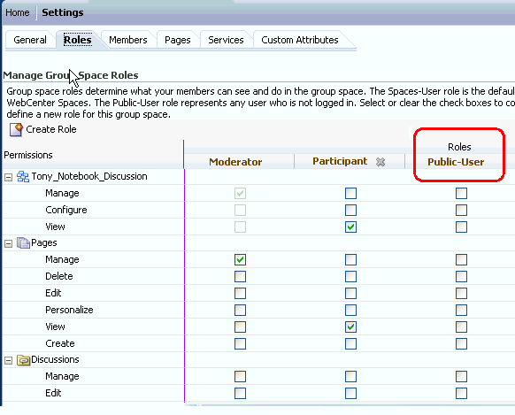 Public user role