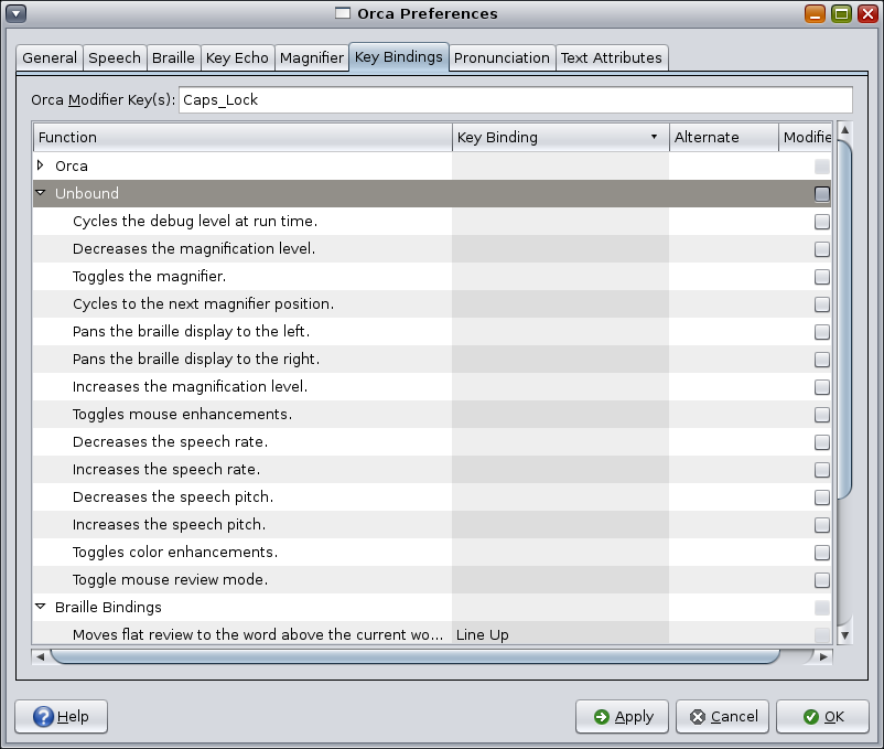 image:Figure displaying the Orca key binding preferences.