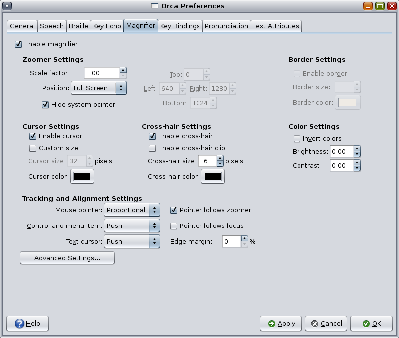 image:Figure displaying the Orca magnifier preferences.