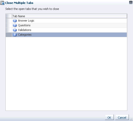 Close Multiple Tabs dialog