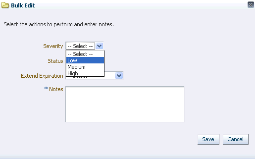Bulk Edit dialog
