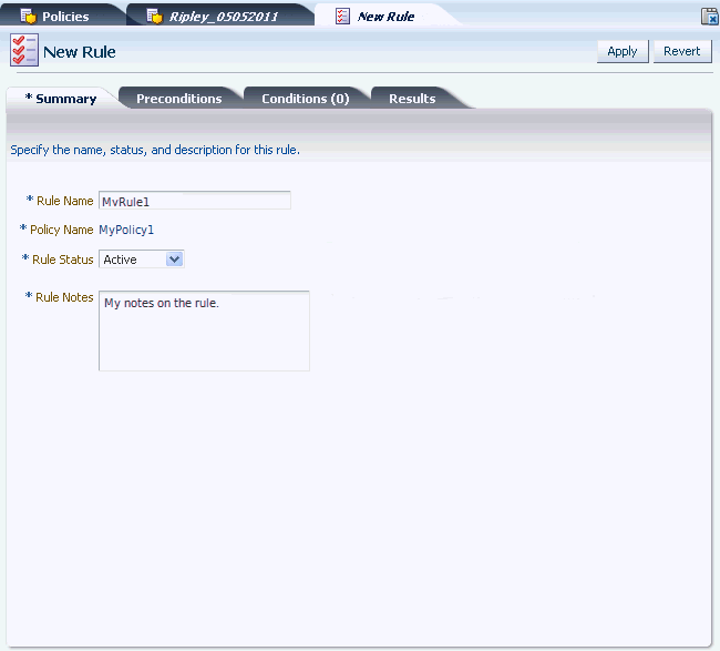 The Rule Summary tab is shown.