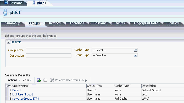 The User Details Groups tab is shown.