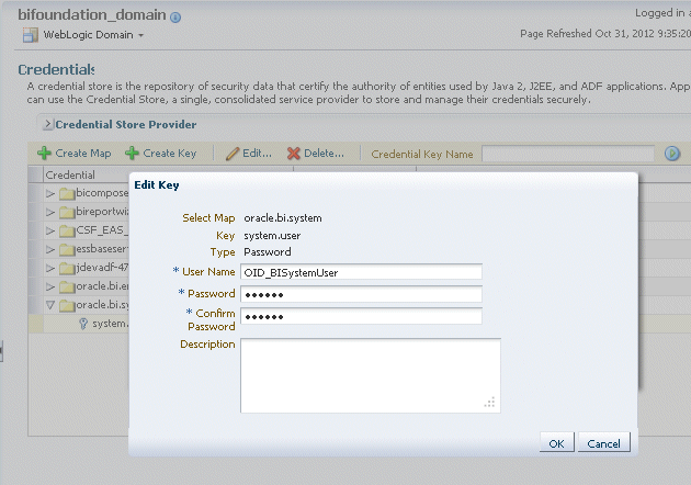 Edit Key dialog enter new oid details for authentication.