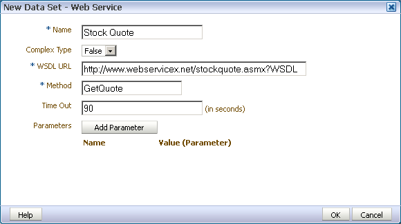 Creating a Web Service data set
