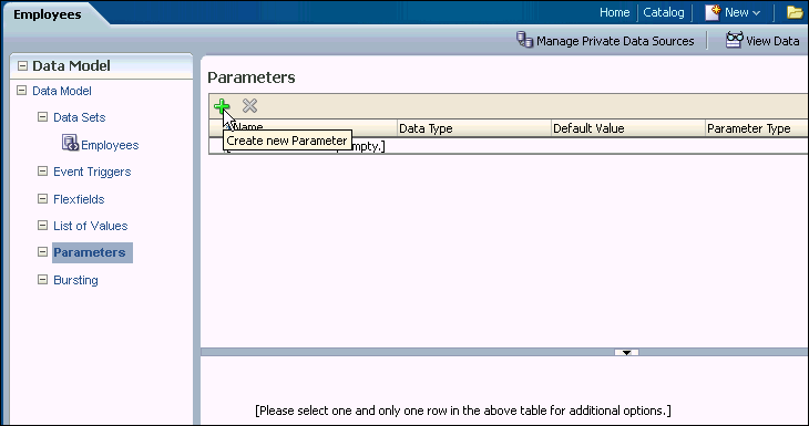 Create new parameter