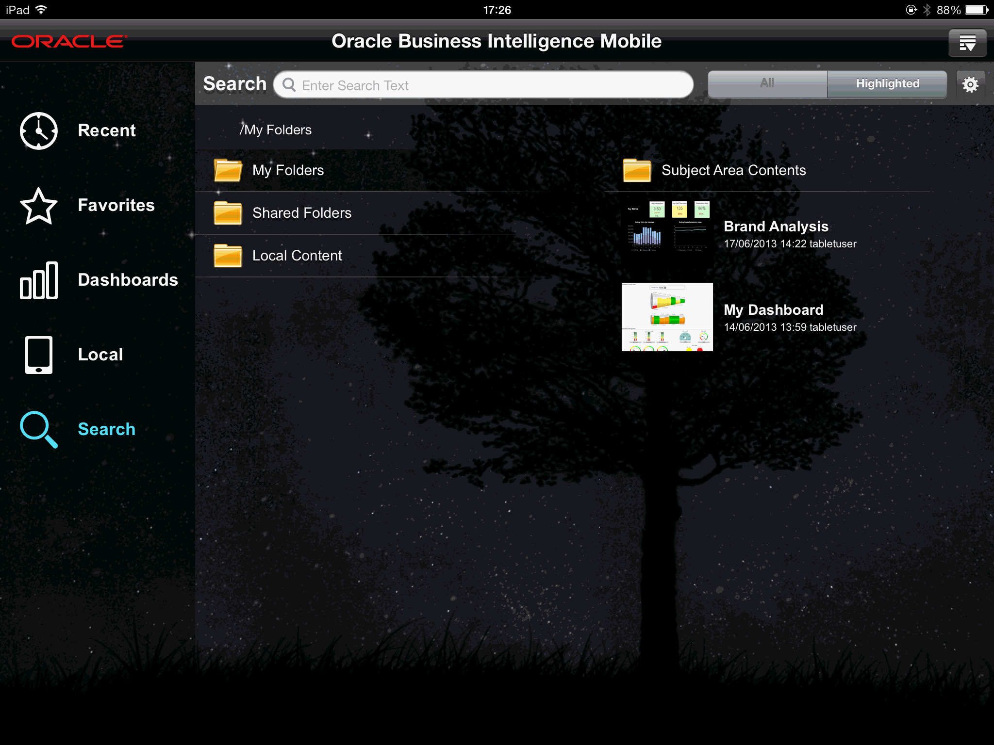 Navigating the catalog from the Search screen