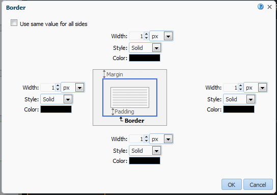 Set Border dialog
