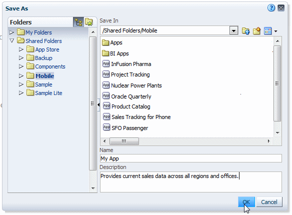 Save the app dialog