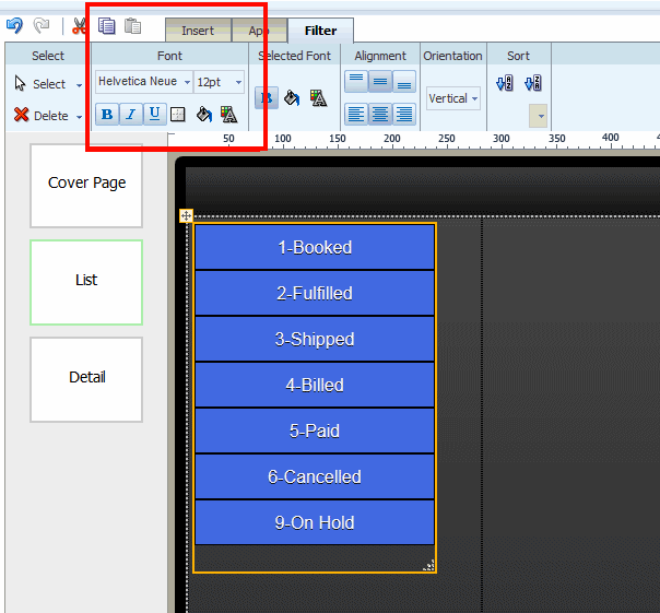 Customizing the filter background color