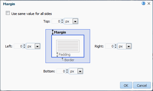 Margin dialog
