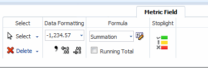 Metric field toolbar
