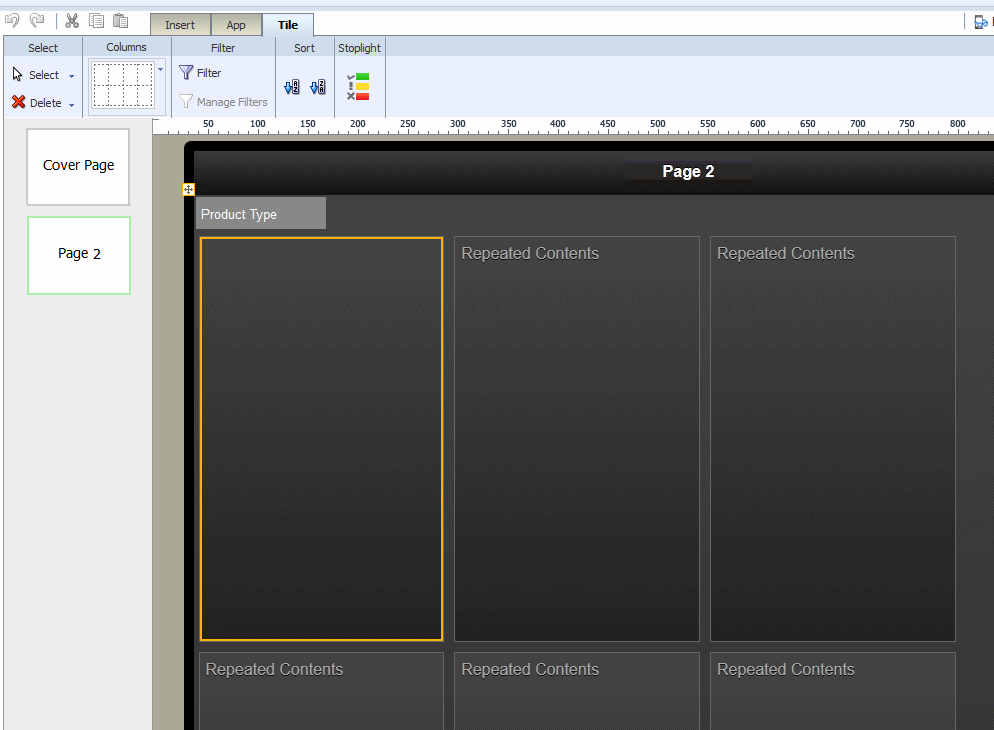 Inserted empty tile page