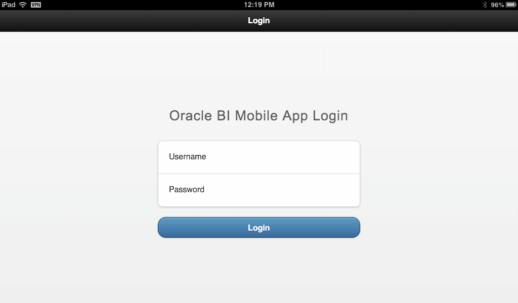 Login screen shwon on tablet