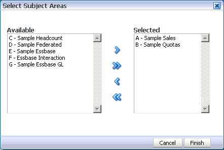 Adding multiple subject areas to a data source